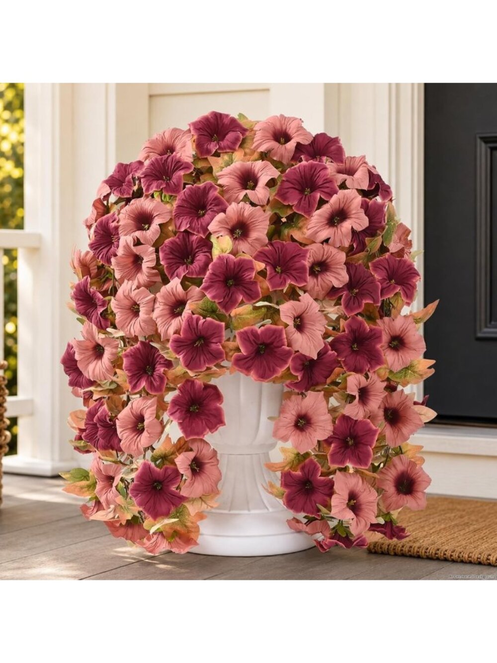 8 Pcs UV Resistant Artificial Mums for Outdoors - Mixed Brown Floral Decor